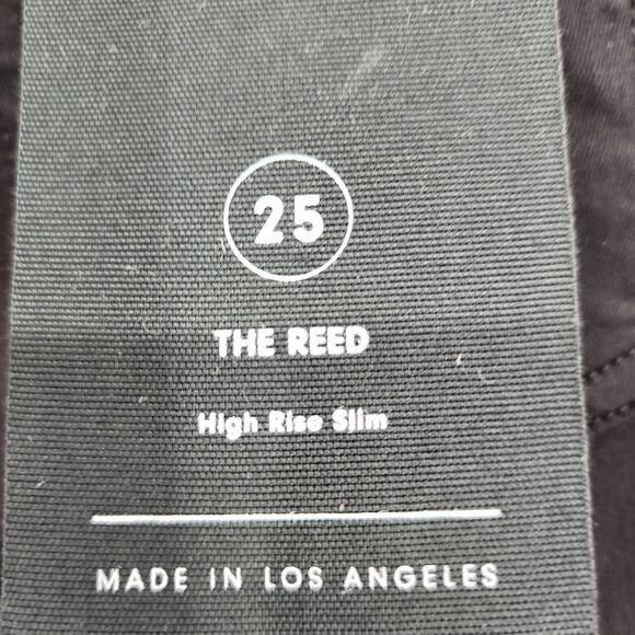 GRLFRND Reed High Rise Slim Leg Cropped Raw Hem Jeans In Black Magic Size 25 - Picture 4 of 7